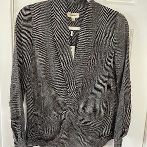 New L'Agence Mariposa Silk Twist Front Almondine Striped Blouse Size XS